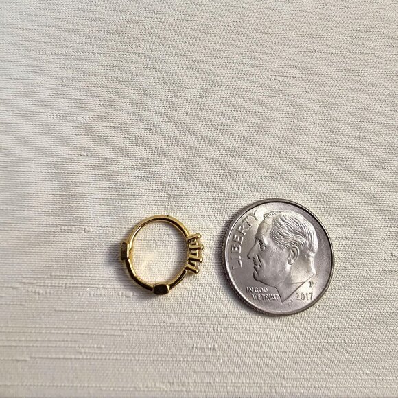 Gold Mini Hoop Earrings Trio CZ Dainty Huggie‎ Hoop 10mm NWOT - Picture 4 of 5